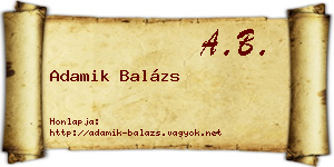 Adamik Balázs névjegykártya